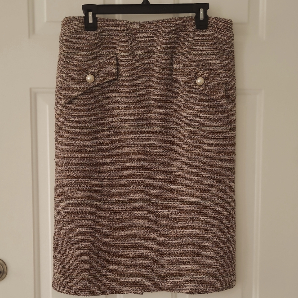 SOHO Apparel Elegant Tweed Skirt - Brown